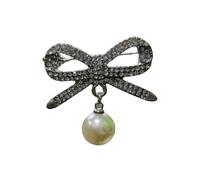 Imitation Pearl Bow Brooch, Zinc Alloy Non Rust Pin, Shawl Clip for Sweater Scarf Jacket, Anti Exposure Clothing Fastener, Gift for Women D
