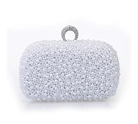 Imitation Pearl Ring Dinner Bag Hand-stitched Beaded Evening Bag Ladies Fashion High-grade Clutch Bag Bridal Evening Bag(Silver)