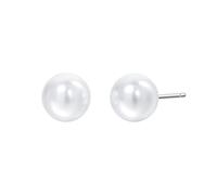 Imitation Pearl Stud Earrings for Women - White Round Faux Pearls with Metal Posts & Soft Silicone Backs, Everyday Studs