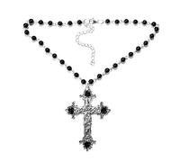 Imitation Pearls Chain Necklace Jewelry Accessories Gothic Cross Pendant Necklaces Cross Pendant Choker for Man Woman pearls necklace, Metal