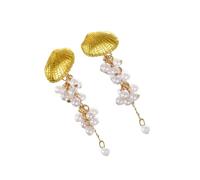 Imitation Pearls Danglings Earrings With Crystals Accent Stylish Statement Jewelry For Formal Occasions Celebrations Alloy Evening Party Ear Accessories