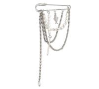Imitation Pearls Embellished Chain Tassels Brooch Lapel Pin for Special Occasions Alloy Statement Corsage