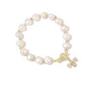 Imitation Pearls for Women Crystal Honeybees Pendant Handchain Adjustable Wristchain Accessory Elegant Bracelets