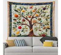 Imitation Quilted Tree of Life Wall Tapestry for Living Room, Aesthetic Vintage Tapestry for Bedroom Men Women, Small Large Retro 70S Wall Hanging Decor for Teen Classroom Dorm 80 * 60