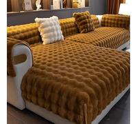 Imitation Rabbit Plush Sofa Covers for L/U Shape, Soft and Fluffy, Non-Slip, Machine Washable(Brown,1pc/70x180cm/28 x71)