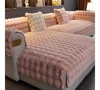 Imitation Rabbit Plush Sofa Covers for L/U Shape, Soft and Fluffy, Non-Slip, Machine Washable(Pink,1pc/90x240cm/36 x95)