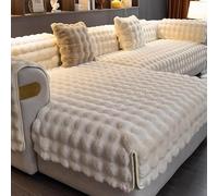 Imitation Rabbit Plush Sofa Covers for L/U Shape, Soft and Fluffy, Non-Slip, Machine Washable(White,1pc/110x240cm/43 x95')