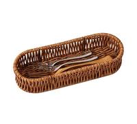 Imitation Rattan Bread Basket, Kitchen Utensil Drawer Organizer, Rattan Like Woven Storage Basket, Multipurpose Woven Rattan Storage Tray Kitchen Cutlery Organizer for Home Restaurant