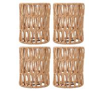 Imitation Rattan Lampshade Set of 4, Hand Woven Bohemian Style, 12x15cm Grey - Easy Assembly, Safety Iron Frame, Suitable for Floor and Table Lamps