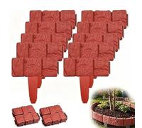Imitation Stone Garden Edging - 20pcs Plastic Landscape Border Artificial Rock Fencing for Flower Beds & Garden Decoration Durable Landscaping Edging in Red
