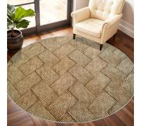 Imitation Weave Round Rugs for Bedroom, Imitation Weave Circle Rug 180cm, Abstract Rug, Non Slip Round Rugs for Living Room Dining Beneath the Furniture
