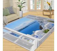 Imitation Window Rugs for Living Room, Sea Rug, Scenery Outside the Window Area Rug, Non Slip Washable Rugs for Bedroom Kitchen Dining Room Decor Carpet - 180x270 cm