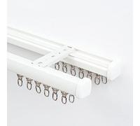 Imitation Wood Double Track Curtain Rod Set 7.9ft/240cm Ceiling or Wall Mount Double Rail Perfect for Room Dividers & Elegant Drapery Solutions.