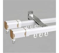 Imitation wood grain curtain box Double curtain track Heavy-Duty Curtains Rails Curtain Tracks Wall Mounted Room Divider Curtain Track For Living Room Bedroom(White,1.9m(6.2ft))