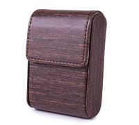 Imitation Wood Grain Leather Cigarette Case 20 Cigarettes Elegant Cigarette Box Men and Women Cigarette Case Simple Retro Style Cigarette Box Coffee (Imitation Wood Grain)