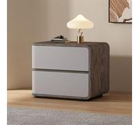 Imitation Wood Grain Leather Nightstand, Night Stand with Solid Wood Drawers, Bedside Table for Bedroom, Microfiber Leather Wrapped, No Installation Required(Orange,45CM/17.7" X_Right)