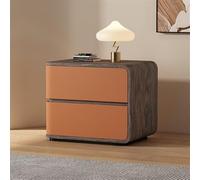 Imitation Wood Grain Leather Nightstand, Night Stand with Solid Wood Drawers, Bedside Table for Bedroom, Microfiber Leather Wrapped, No Installation Required(Orange,45CM/17.7" X_Right)