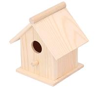 Imitation Wooden House Shape Bird Cage Moisture Resistant Bird Feeder with Suspension Design for Garden Decor, Wood Color, 180g, Suitable for Small Birds, Garden/Courtyard