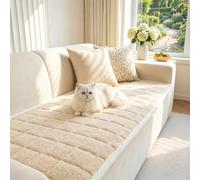 IMIYOKU Thick Soft Sofa Cover Washable Non Slip Couch Slipcover, Universal Furniture Protector for 2 3 4 Seater Sofa, Pet & Kids Settee Cover for Living Room, Beige 70x180cm