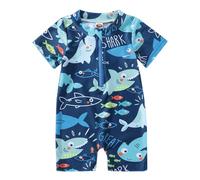 imKutie Baby Boy Swimsuit, Infant Baby Cartoon Shark Dinosaur Zipper Swimming Costume Rash Guard One Piece Swimwear Beach Bathing Suits for 0-2 Years
