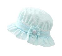 imKutie Baby Girl Sun Hat, Flower Lace Embroidery Summer UPF50+ Wide Brim Bucket Hats Cap Holiday Beach Hat with Elastic Chin Strap for 0-24 Months