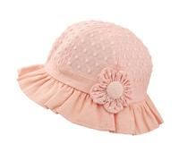 imKutie Baby Girl Sun Hat, Flower Lace Embroidery Summer UPF50+ Wide Brim Bucket Hats Cap Holiday Beach Hat with Elastic Chin Strap for 0-24 Months