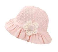 imKutie Baby Girl Sun Hat, Flower Lace Embroidery Summer UPF50+ Wide Brim Bucket Hats Cap Holiday Beach Hat with Elastic Chin Strap for 0-24 Months