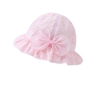 imKutie Baby Girl Sun Hat, Flower Lace Embroidery Summer UPF50+ Wide Brim Bucket Hats Cap Holiday Beach Hat with Elastic Chin Strap for 0-24 Months