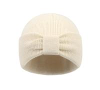 imKutie Baby Girls Hat, Newborn Cute Bowknot Soft Warm Winter Autumn Knitted Beanie Hats for 0-2 Years Beige