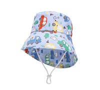 imKutie Baby Hat, UPF 50+ Toddler Boys Girls Wide Brim Cartoon Dinosaur Animal Car Flower Summer Bucket Hats Adjustable Baby Sun Hat with Chin Strap for 6 Months - 8 Years