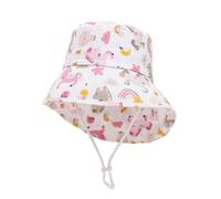 imKutie Baby Hat, UPF 50+ Toddler Boys Girls Wide Brim Cartoon Dinosaur Animal Car Flower Summer Bucket Hats Adjustable Baby Sun Hat with Chin Strap for 6 Months - 8 Years