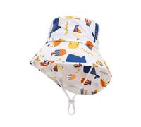 imKutie Baby Hat, UPF 50+ Toddler Boys Girls Wide Brim Cartoon Dinosaur Animal Car Flower Summer Bucket Hats Adjustable Baby Sun Hat with Chin Strap for 6 Months - 8 Years