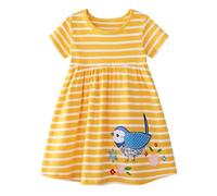 imKutie Toddle Girls Summer Dress, Cute Cartoon Animal Dinosaur Butterfly Giraffe Rainbow Holiday Beach Baby Girl Casual Dresses for Age 1-7 Years