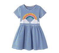 imKutie Toddle Girls Summer Dress, Cute Cartoon Animal Dinosaur Butterfly Giraffe Rainbow Holiday Beach Baby Girl Casual Dresses for Age 1-7 Years