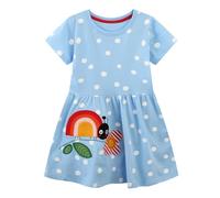 imKutie Toddle Girls Summer Dress, Cute Cartoon Animal Dinosaur Butterfly Giraffe Rainbow Holiday Beach Baby Girl Casual Dresses for Age 1-7 Years