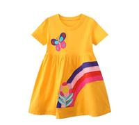 imKutie Toddle Girls Summer Dress, Cute Cartoon Animal Dinosaur Butterfly Giraffe Rainbow Holiday Beach Baby Girl Casual Dresses for Age 1-7 Years