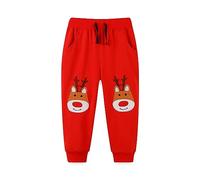 imKutie Toddler Boys Girls Christmas Pants Cartoon Santa Reindeer Kids Trousers Cute Holiday Bottoms with Pockets for 1-7 Years