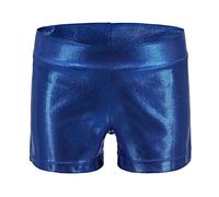imKutie Toddler Girls Dance Gymnastic Shorts Sparkle Glitter Bottoms Stretchy Dancing Shorts for Kids 3-14 Years Blue