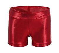 imKutie Toddler Girls Dance Gymnastic Shorts Sparkle Glitter Bottoms Stretchy Dancing Shorts for Kids 3-14 Years Red