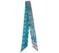 IMLECK Skinny Scarf Simple Floral Print Necktie Handbag Handle Wrap Silk Ribbon for Women, A, One Size