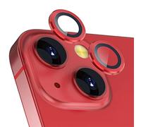 imluckies Camera Lens Protector Compatible with iPhone 13/13 mini, Premium Tempered Glass Circle Film, Aluminum Alloy Full Fit Lens Ring Cover, Red [Anti-Scratch] (2 Pack)