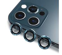imluckies Camera Lens Protector for iPhone 12 Pro Max, Premium Tempered Glass Film Aluminum Alloy Lens Ring Cover, Pacific Blue [Anti-Scratch]