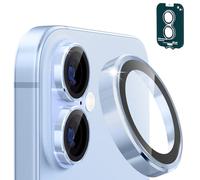 imluckies Camera Lens Protector for iPhone 17 6.3", [AR+AF] HD Clear Tempered Glass Lens Cover, 9H Hardness Scratch Resistant Individual Metal Ring, Case Friendly & Easy Install, Mist Blue