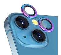 imluckies Colorful Camera Lens Protector Compatible with iPhone 13/13 mini, Premium Tempered Glass Circle Film, Aluminum Alloy Full Fit Lens Ring Cover,Dazzling Rainbow [Anti-Scratch]