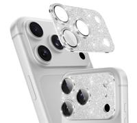imluckies Compatible with iPhone 17 Pro 6.3" Camera Lens Protector Bling, Ultra HD Tempered Glass Shiny Diamond Camera Screen Protection, 9H Anti-Scratch & Easy Install, Glitter Silver