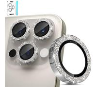 imluckies Glitter Camera Lens Protector for iPhone 16 Pro - iPhone 16 Pro Max, AR+AF Tempered Glass, 9H Ultra-Tough Metal Individual Lens Cover, HD Clear Camera Accessories - Bling Natural Titanium