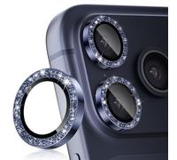 imluckies Glitter Camera Lens Protector for iPhone 17 Pro/iPhone 17 Pro Max, AR+AF Tempered Glass & 9H Hardness Shatterproof, HD Clear Metal Lens Cover with Installation Tray 2025, Bling Blue