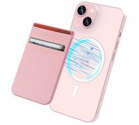 imluckies Magnetic Card Holder Wallet Compatible with MagSafe Wallet for iPhone 17 16 15 13 14 12 Series, Double Stretchy Fabric Pockets with RFID Blocking Support Max 5-7 Cards, Pink