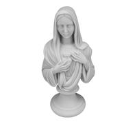 Immaculate Heart of Virgin Mary Bust - Cast Marble Statue 8.65 in - Handmade Religious Sculpture