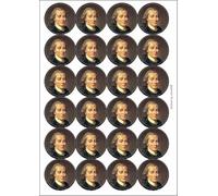 Immanuel Kant Philosopher Circular Matt Paper Stickers A4 Sheet of 24 (Each Sticker is 45mm Diameter)